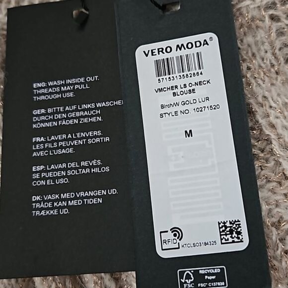 Vero Moda Gold Speck Sweater Size Medium New Neutral Sparkle Holiday Office - Picture 6 of 9